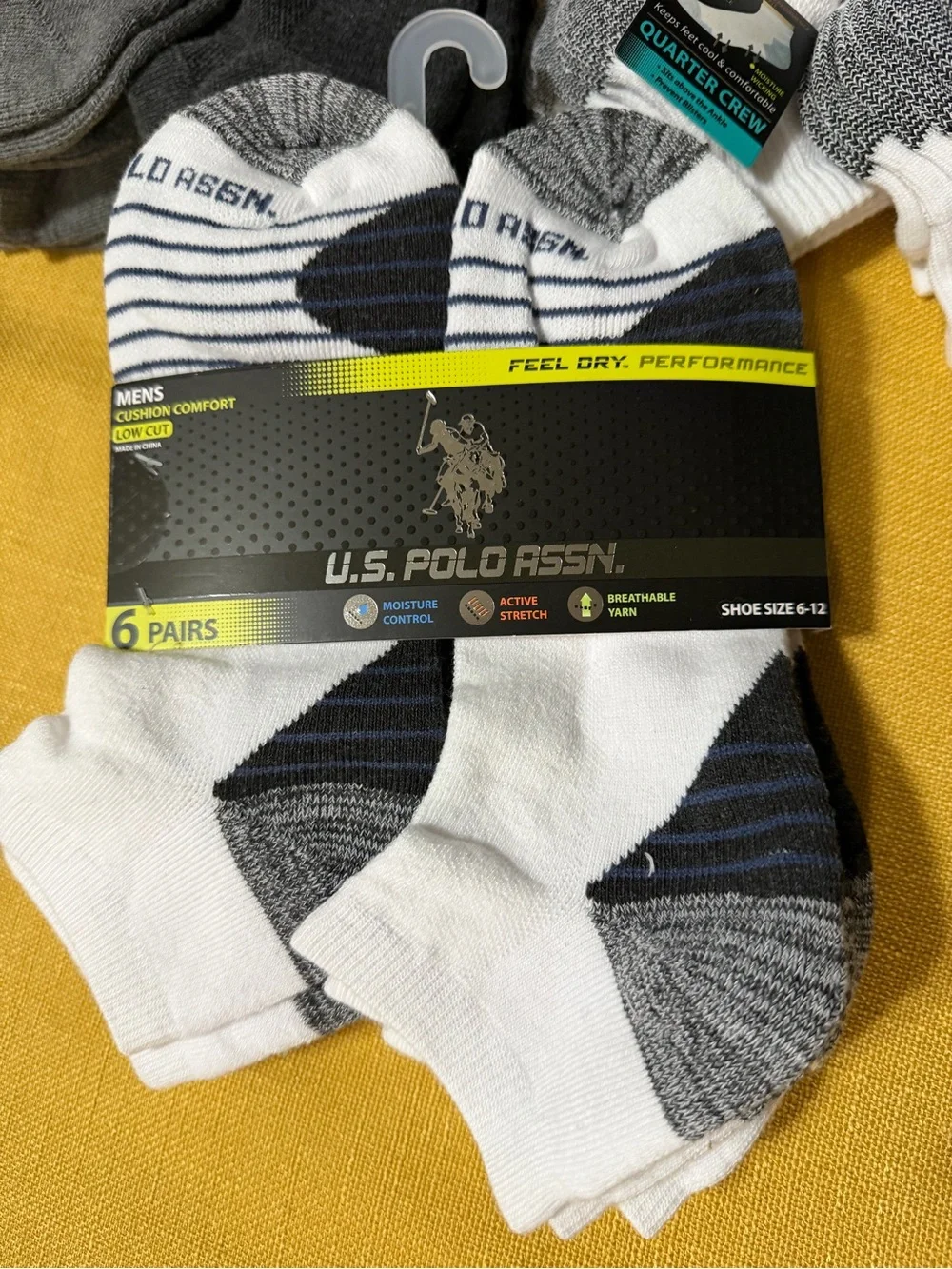 U.S. Polo Assn. Men's Low-Cut Athletic Sock 6-Pack - White & Gray
